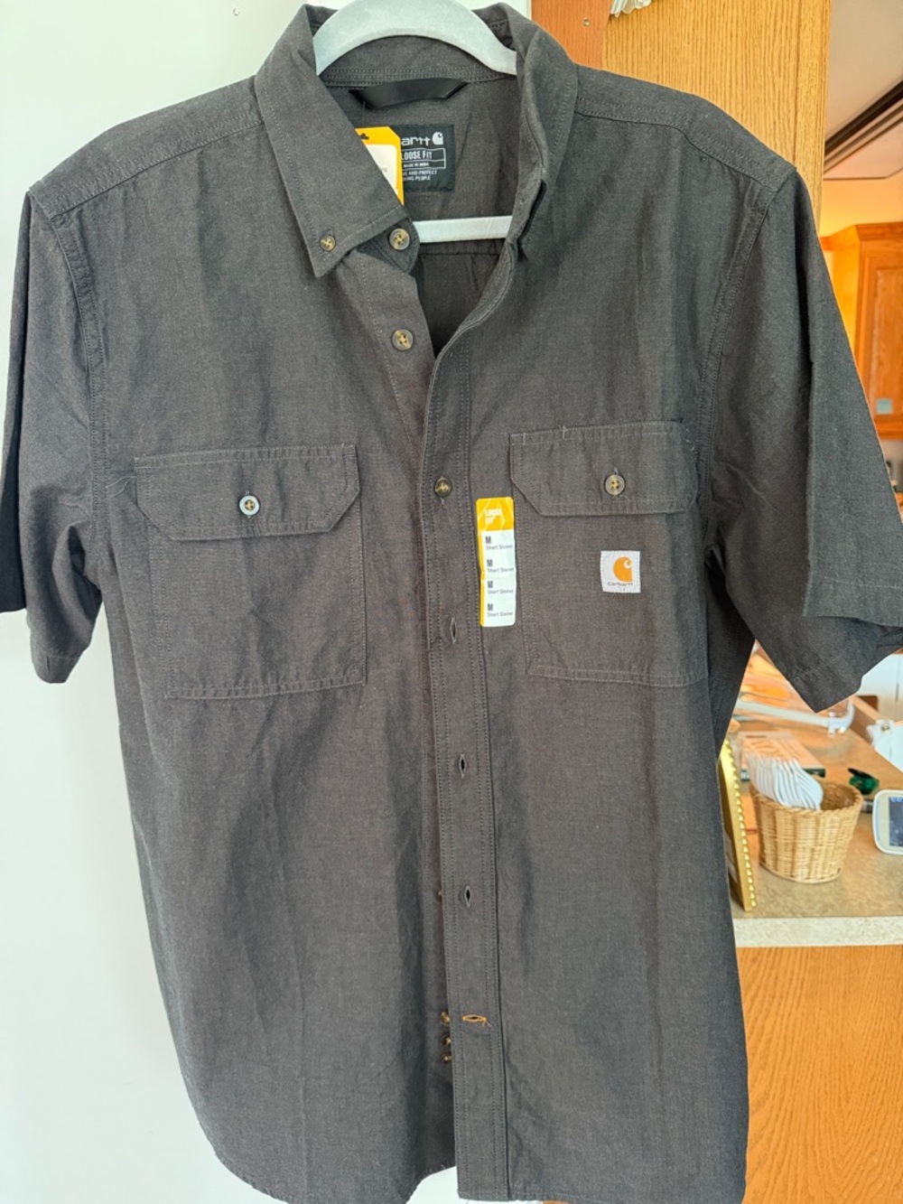 Carhartt Men's Short-Sleeve Button-Down Work Shirt — Charcoal
